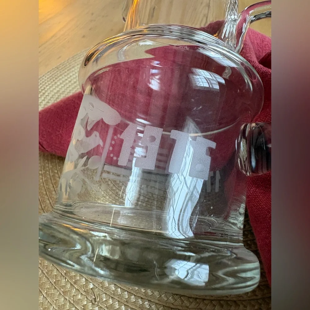 1776 Bicentennial Vintage Clear Glass Creamer Etched & Cut Flag Eagle EUC